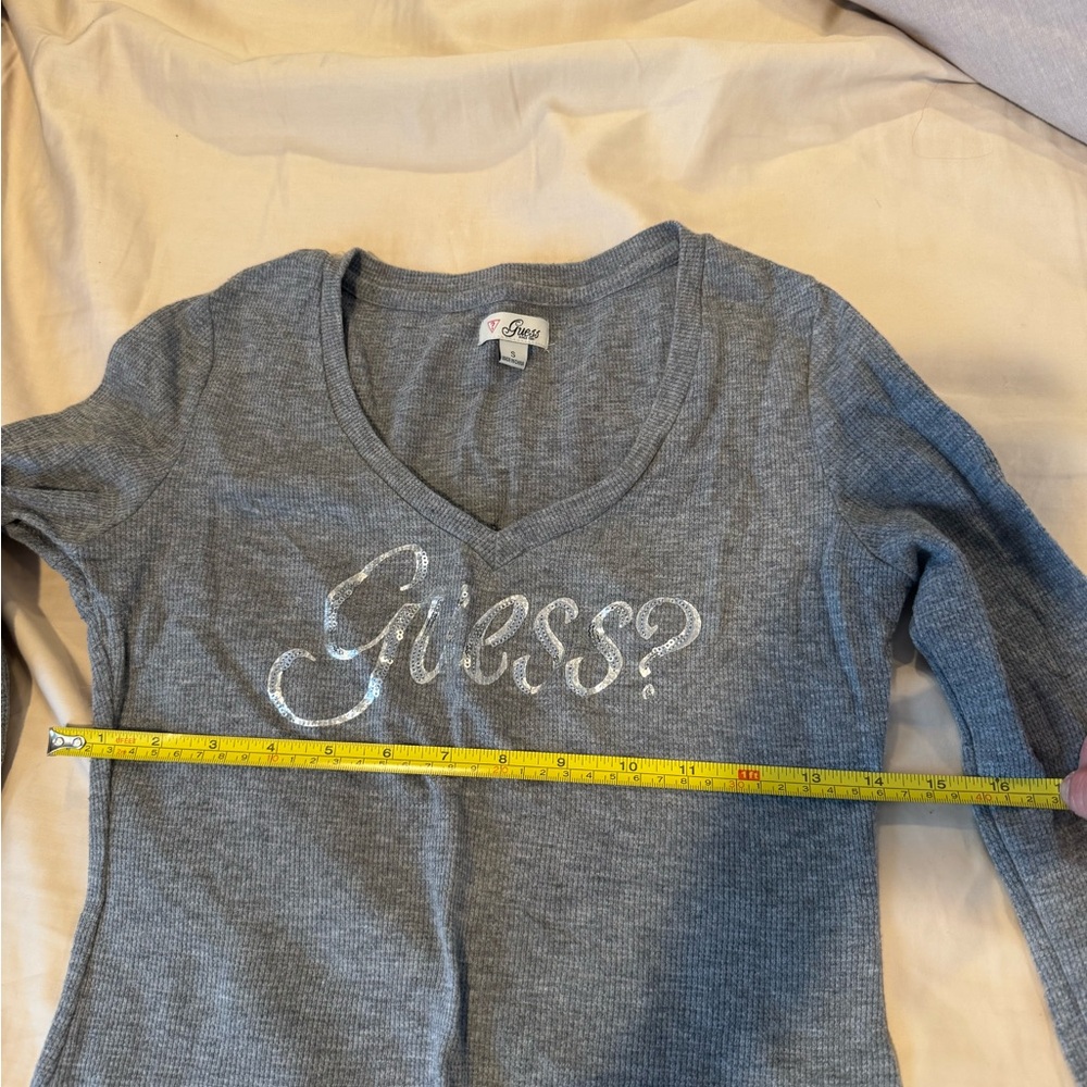 Guess Silver Logo Gray Top